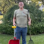 Pooper scooper holding dog poop removal equipment