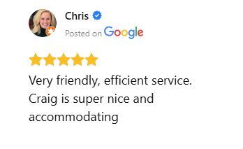 Five-star Google review praising friendly and efficient dog waste cleanup