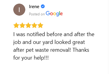 Five-star Google review praising communication and follow-up service