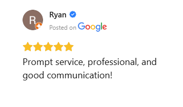 Five-star Google review praising prompt and professional dog poop cleanup service
