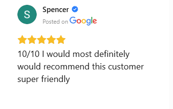 Five-star Google review recommending friendly and reliable dog waste removal service